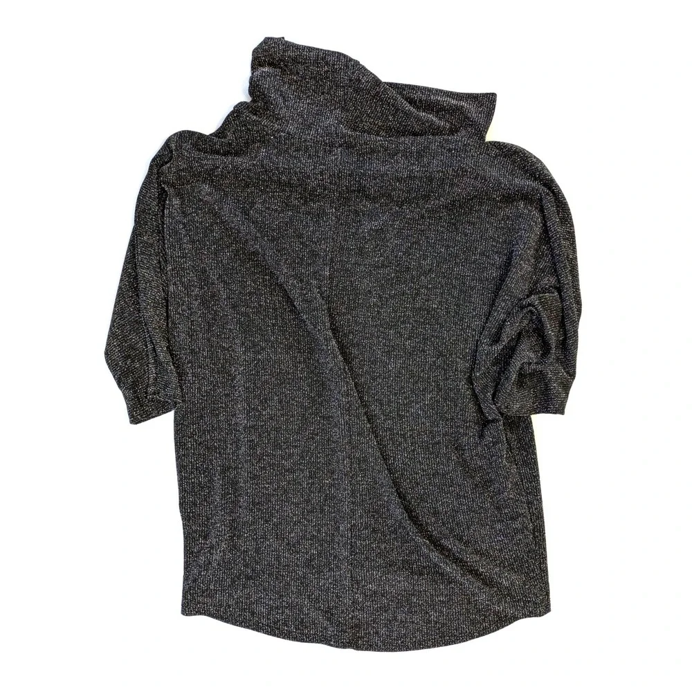 Olivia Blu Glimmer Cowl Neck - Women's 2XL - Black 3/4 Sleeve Top #2513-2GCOWLX - Picture 2 of 5